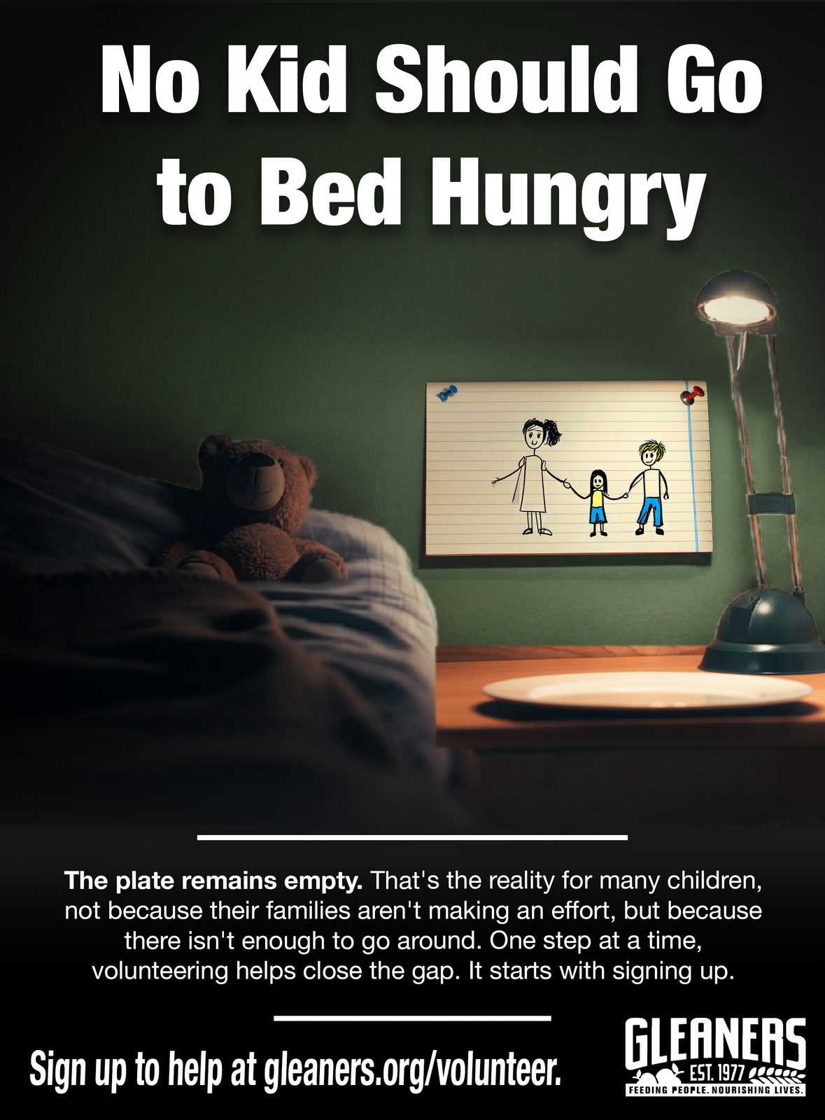 Gleaners ad about child hunger